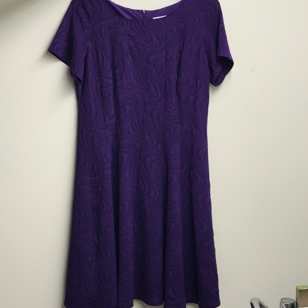 Fit n Flare purple dress with textured pattern